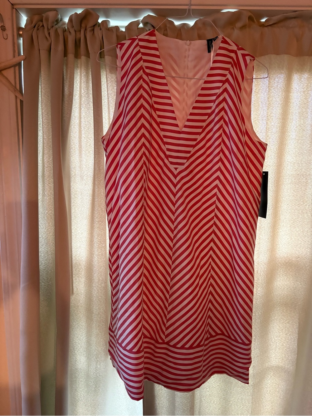Duffield Lane Red and White Striped V-Neck Mini Dress